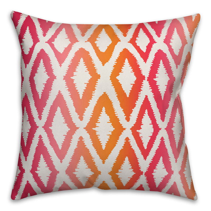  Coussin décoratif intérieur / extérieur Gradient Ikate, 20 po x 20 po, Rose / orange / rouge