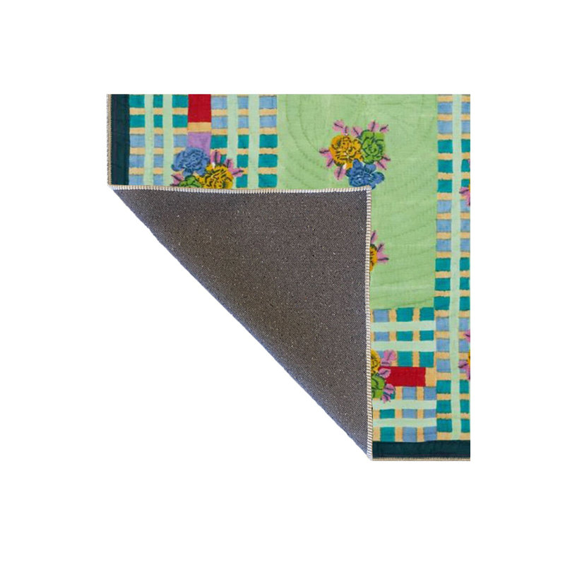 Tapis vert tissé à motif géométrique vert, Sous-tapis rectangulaire de 3 pi 3 po x 4 pi 11 po