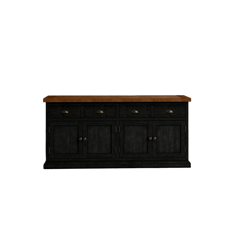Buffet en bois massif Annata, Noir / brun