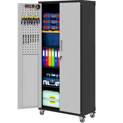 Metal Garage Storage Cabinet With Wheels, Storage Cabinet