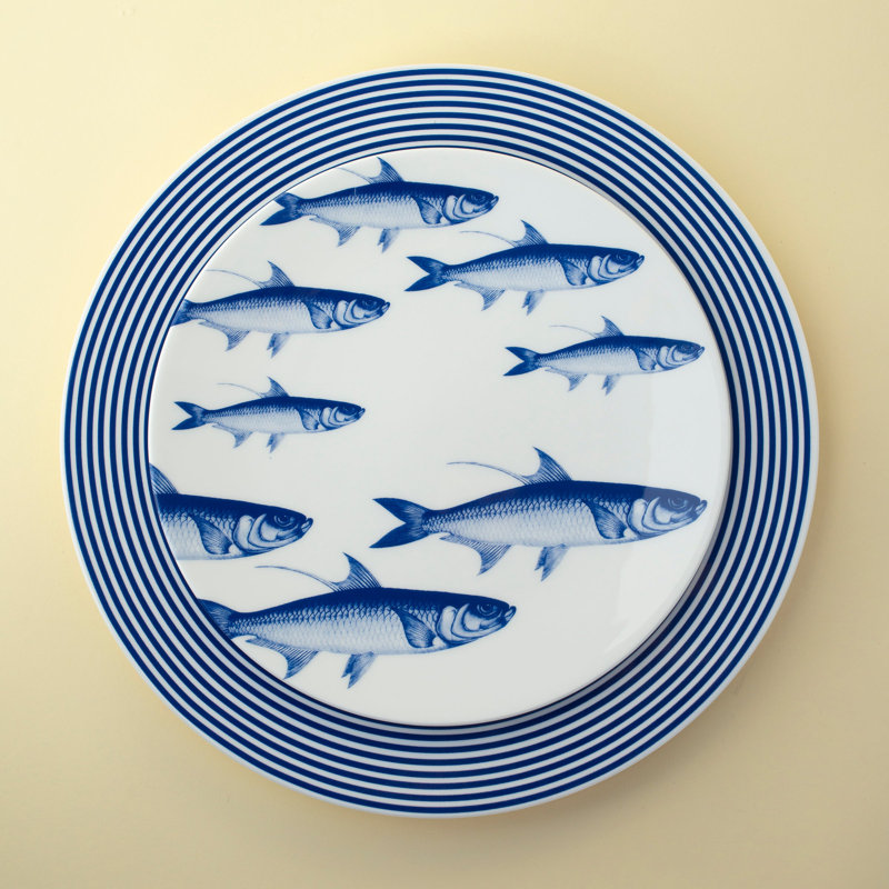 School Of Fish Porcelain Salad/Dessert Plate
