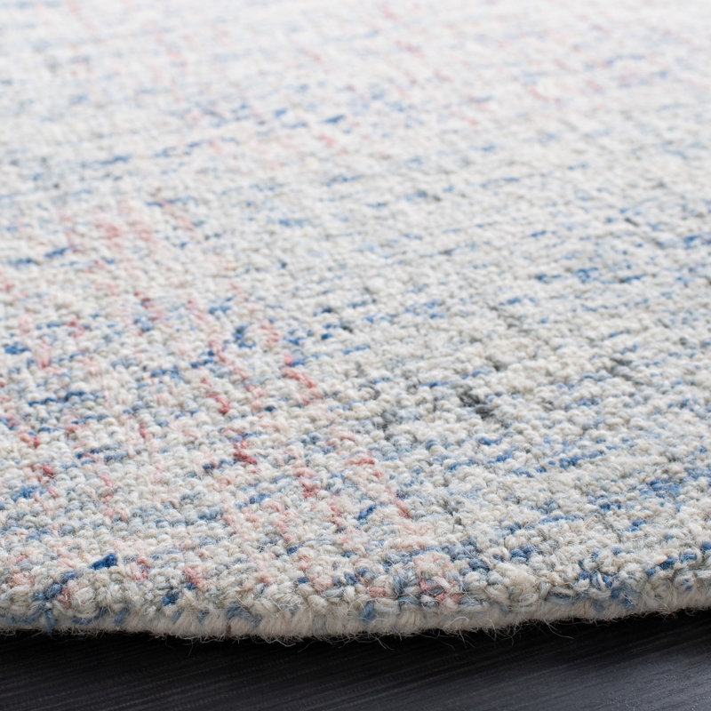 Tapis bleu / ivoire en laine touffeté à la main Zachary, Rectangle 5 pi x 8 pi