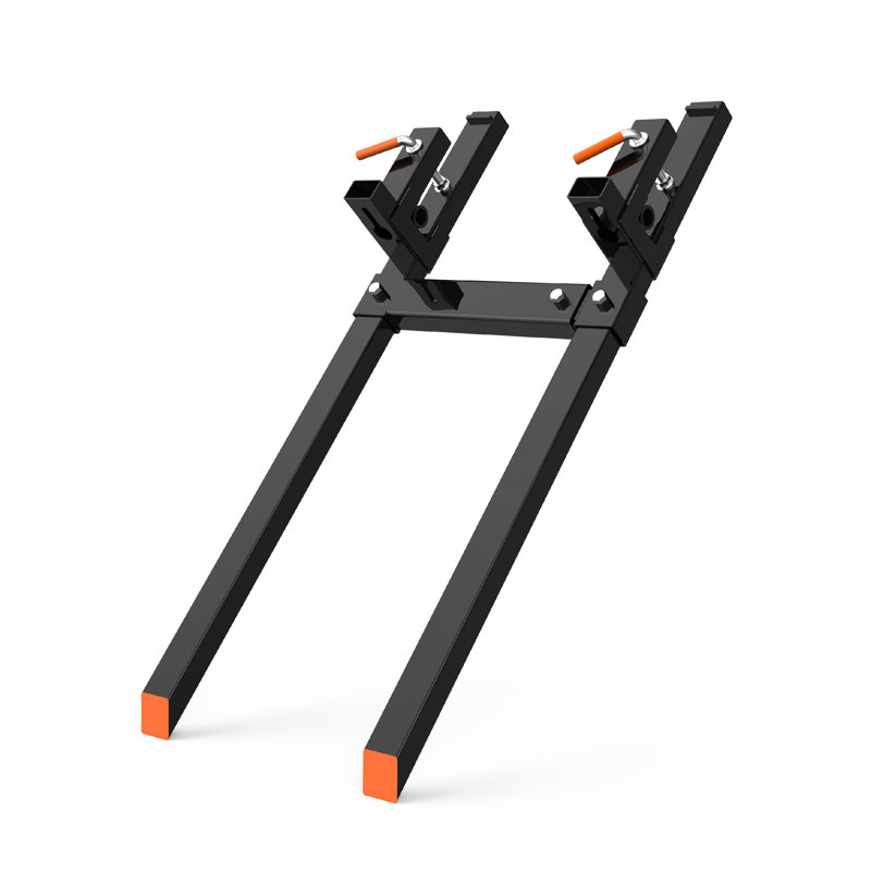 Fourches à palettes robustes à pince pour chargeur de tracteur - capacité de 4 000 lb, pieds de fourche de 60 po, barre stabilisatrice réglable, fixation rapide, patins de fourche de 60 po pour le matériel de guidage | 4000 lb