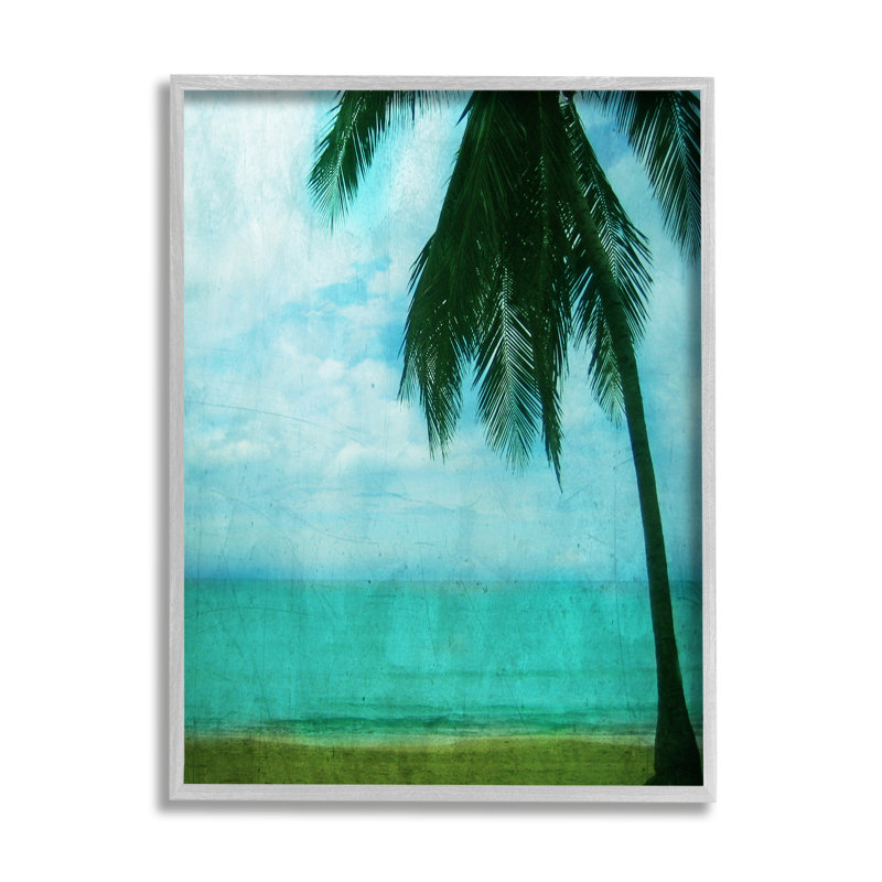 Tropical Coast Palm Tree Silhouette, H 20 po x l 16 po x P 1,5 po, Estampe numérique Farmhouse