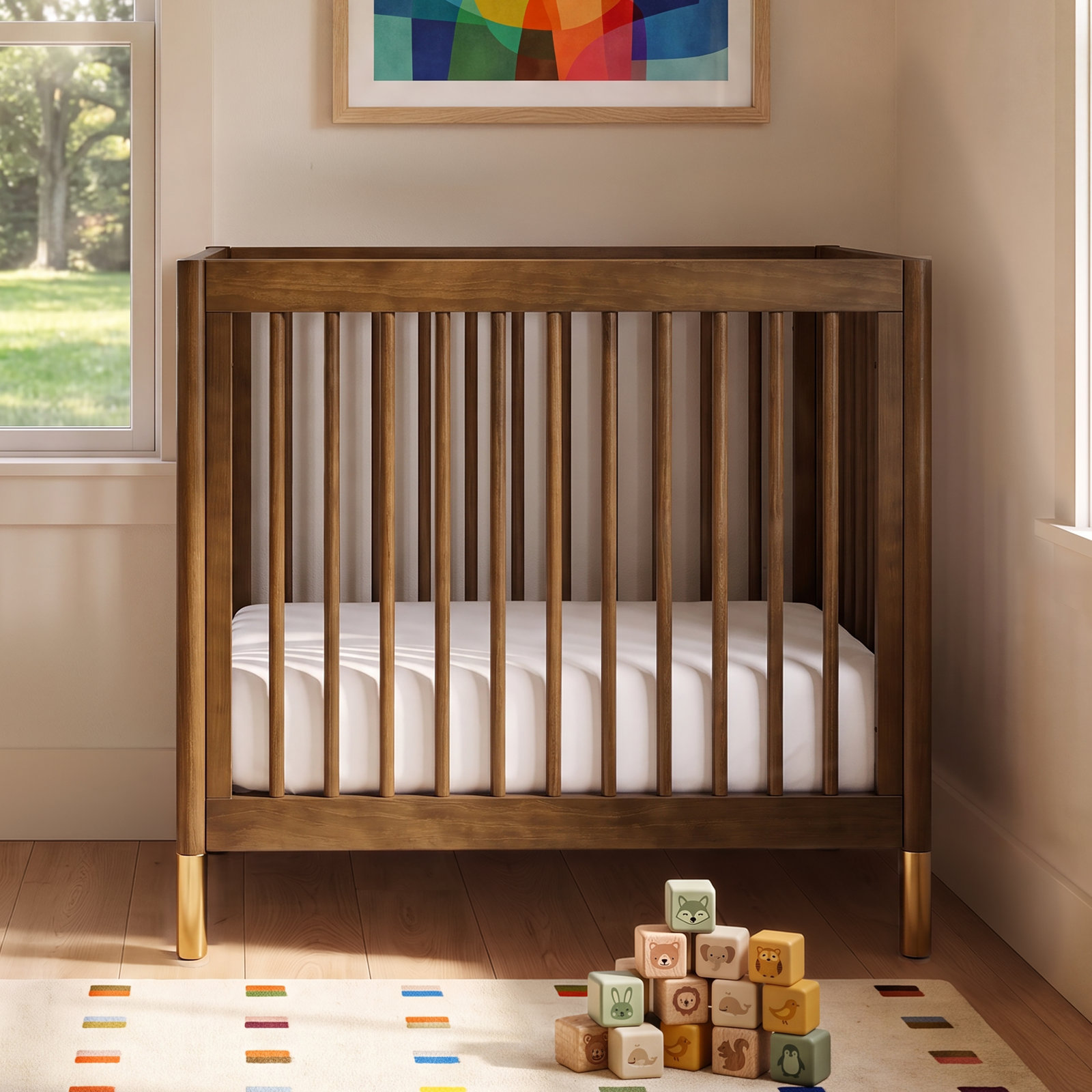 Gelato Pine 4-in-1 Convertible Crib, Natural Walnut/Gold