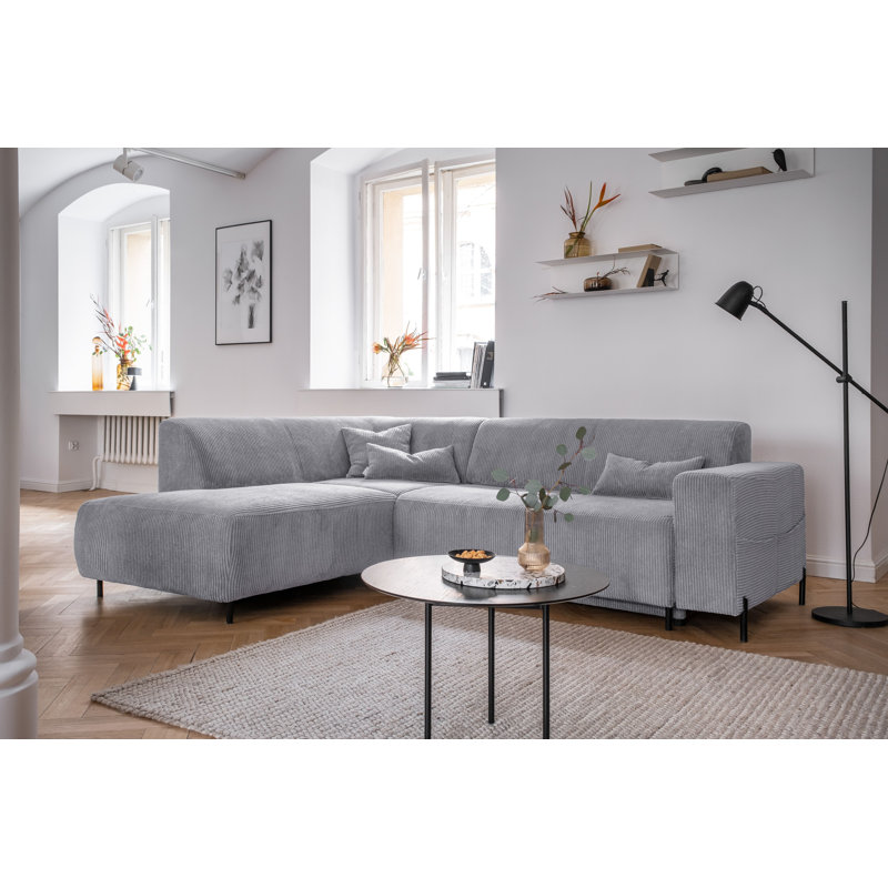 Cuddly Mia Corner Sofa Bed, Left facing, Light Grey