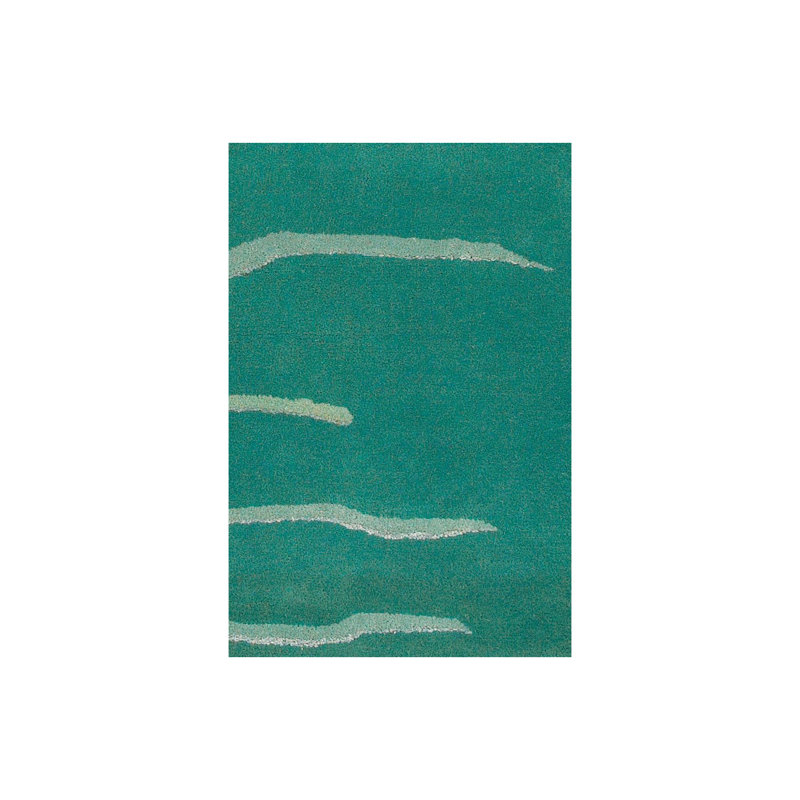 Tapis vert en laine touffeté à la main, Rectangle 5 pi x 7 pi 6 po