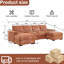 Canapé modulaire à assise profonde avec repose-pieds, canapé-lit en velours côtelé-129891948