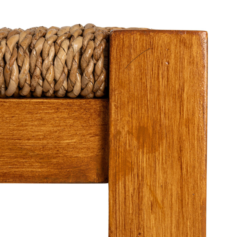 Willowbrook Solid Wood and Natural Woven Seagrass Rope Bar Stool, Honey Walnut Stain