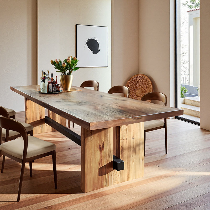 Ensemble de table de salle à manger rectangulaire en bois massif Bushey, H 29,53 po x L 86,61 po x l 35,43 po