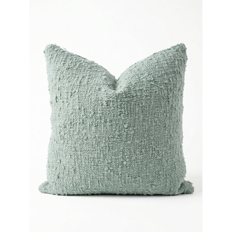 Navy Blue Cozy Boucle Cotton Pillow 20x20 with Down Insert, Brown, Square 26", Pillow Cover Only - No Insert