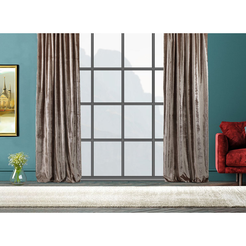 Room Darkening Single Curtain Panel, Light Brown, 130cm Width x 175cm Drop
