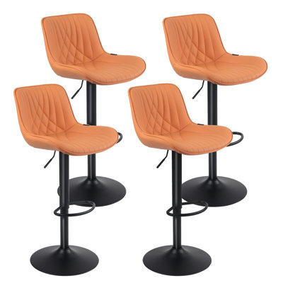 Mahirah Swivel Upholstered Adjustable Height Counter Stool with Metal Frame
