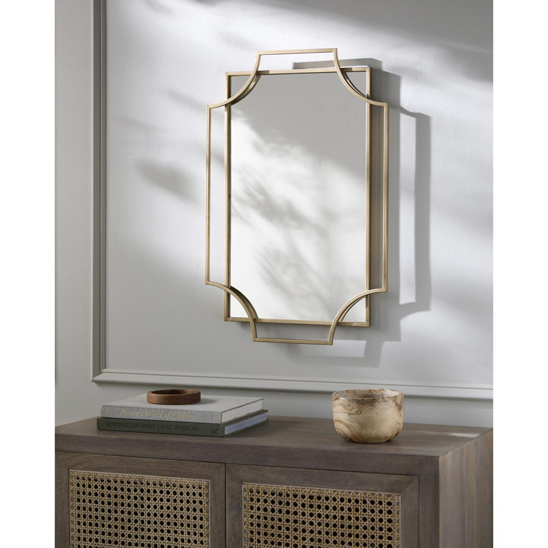 Areyah Metal Flat Wall Mirror, 36" x 24", Gold