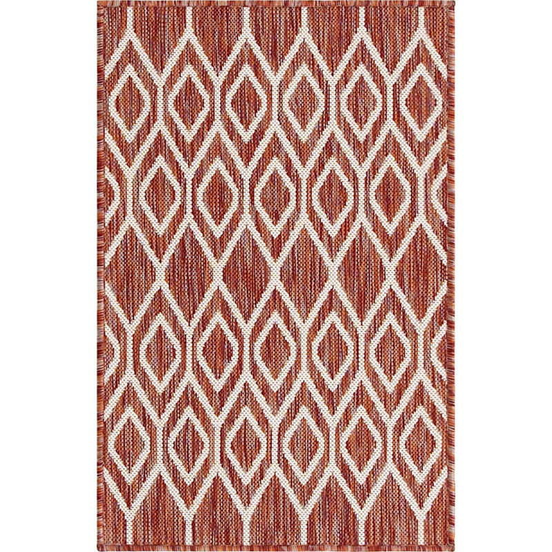 Yettem Abstract Indoor / Outdoor Rug, Rectangle 2'2" x 3', Red