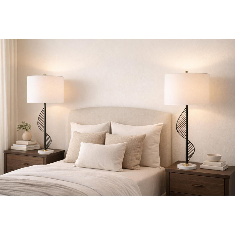 Lampe de table en métal et marbre Spiral Radiance II - 33 po x 14 po