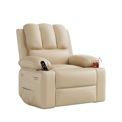 Oversized Recliner Chairs with 1.5X Sponge Filling, 360° Swivel Lazy Recliner Chair for Adults, Manual Rocking Chair with Cup Holder for Living Rooms by Latitude Run