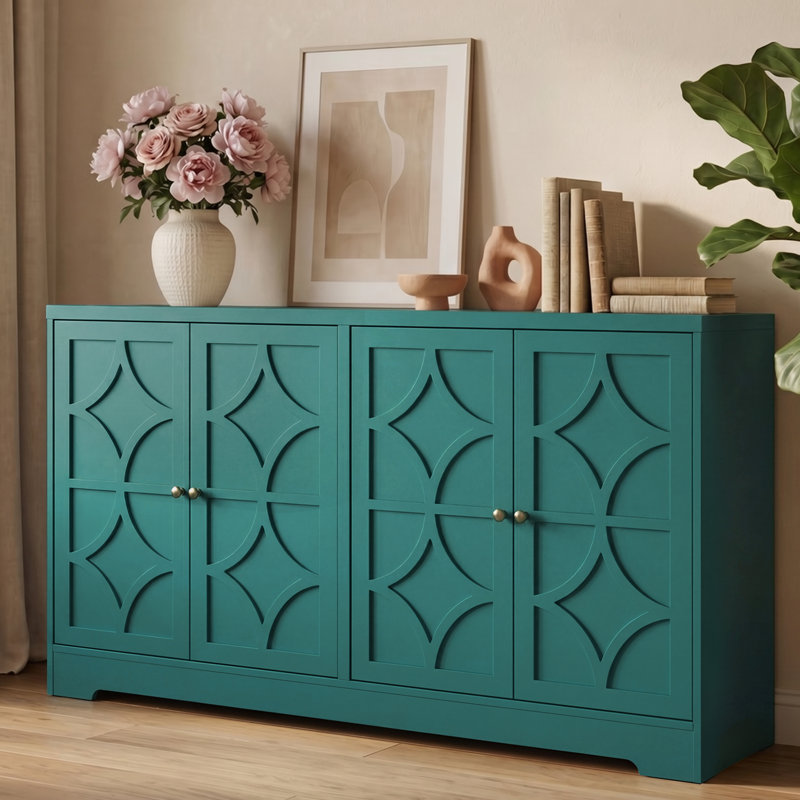 Buffet avec 4 portes, Bleu turquoise