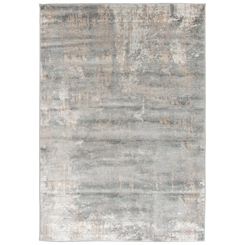 Fion Abstract Harbour Blue and Salt White Woven Area Rug and Runner, 26" x 9'