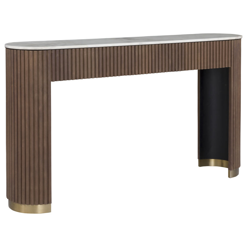 Dimitri 64'' W Marble Console Table, White