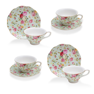 Ensemble de 4 tasses à thé Grace Rose Chintz