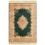 Canvello Green Color Machine Made Tabriz Rug 4'4'' X 6'