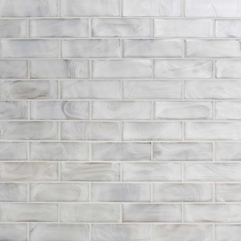 Magico 12x12 Iridescent Polished Glass Mosaic Tile, Pearly White
