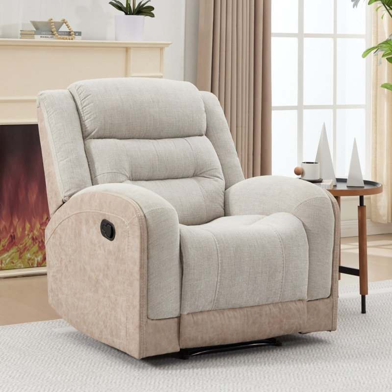 Fauteuil inclinable manuel en cuir 37,8 po avec coussins rembourrés