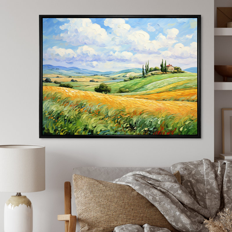 Van Gogh, reproduction d'art sur toile, "Rolling Hills I", H 24 po x l 32 po x P 1 po, Cadre flottant noir
