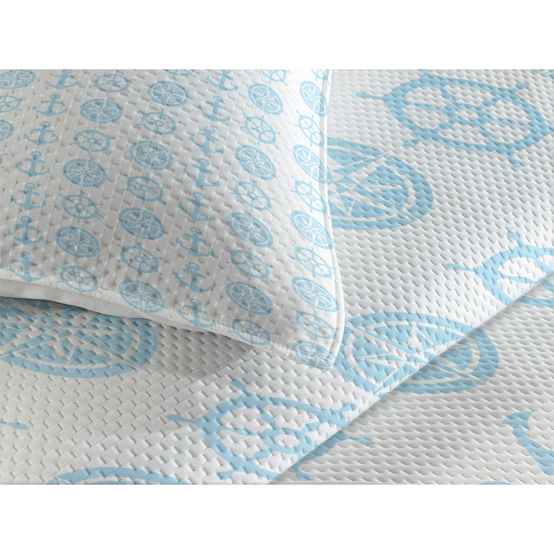Coastal Polyester Coverlet, King Bedspread + 2 Shams