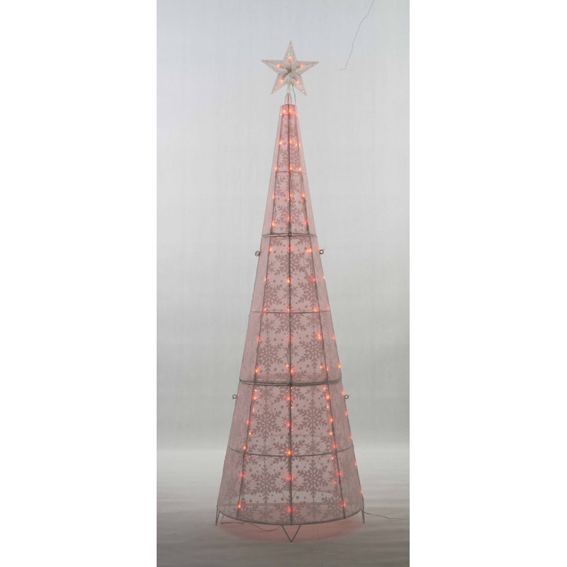 72'''' Colour Changing Led Glittering Snowflake Cone Tree Sculpture