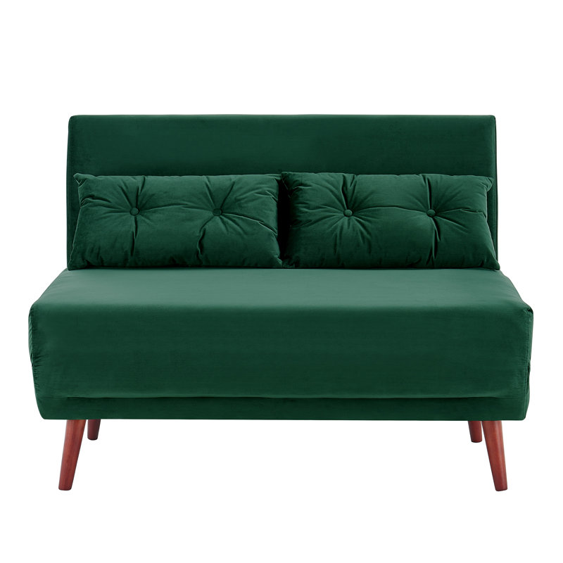 Visconti Full / Double 123 " Upholstered Futon and Mattress, Green Velvet
