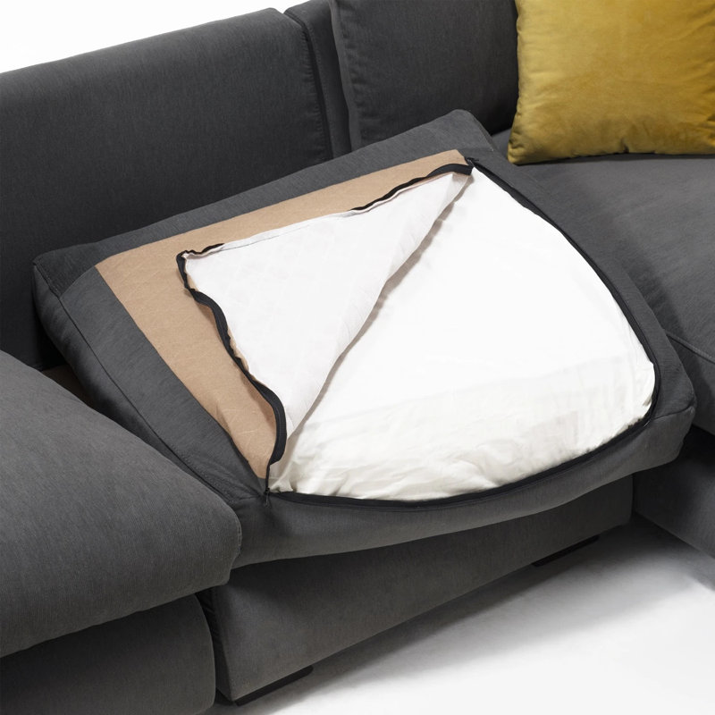 Canapé modulaire Delaia, Accoudoir à droite (vu de face), Mélange de lin gris