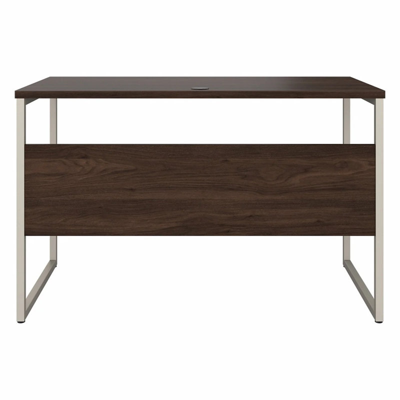 48 po Bureau d'écriture brun et gris moderne, table d'ordinateur à cadre en métal pour bureau à domicile