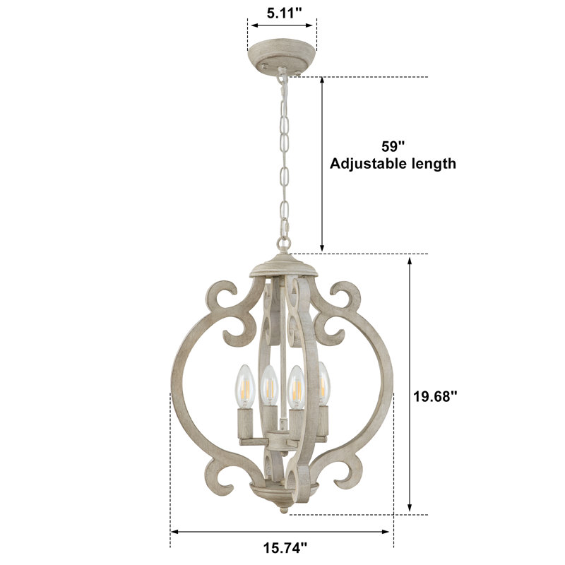 Luminaire suspendu géométrique 4 lumières Tinnin, Gris antique