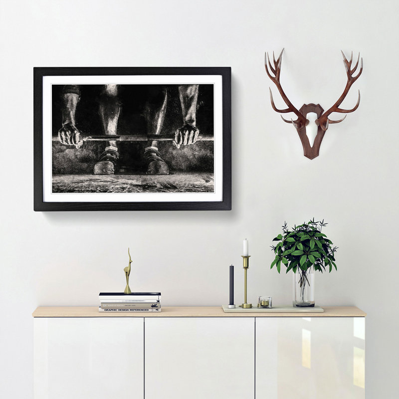 Body Building Weights - Framed Print, Black Framed, 27cm H x 36cm W x 2cm D