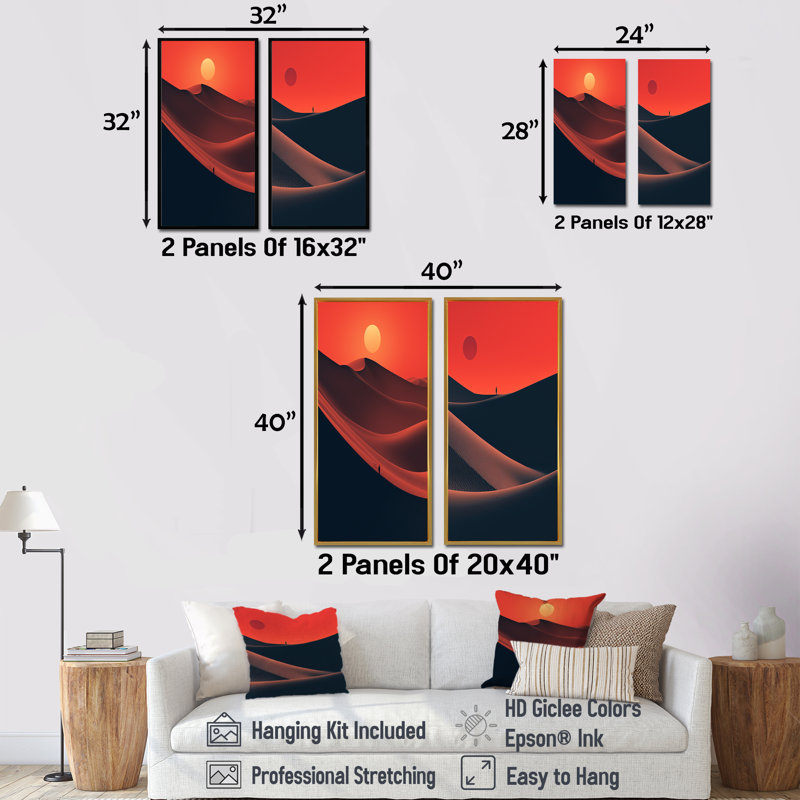 «Alone in the Sahara Desert at Sunset IV», ensemble d'art mural sur toile désertique, H 40 po x l 41 po, Cadre flottant brun