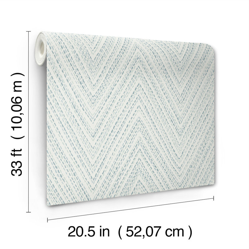 Papier peint à chevrons cousus Lainey, Bleu