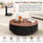 Easy Installation 35.43" Modern Round Fluted Coffee Table Set with 2 Hidden Storage Drawers, Walnut Finish Top & Tempered Glass Side Table for Living Room