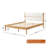 Upholstered Panels with Natural Rubber Wood Frame Platform Bed, Queen