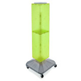 Four-Sided Pegboard Floor Display on Revolving Wheeled Base. Spinner Rack Tower. Panel Size: 8"W x 40"H