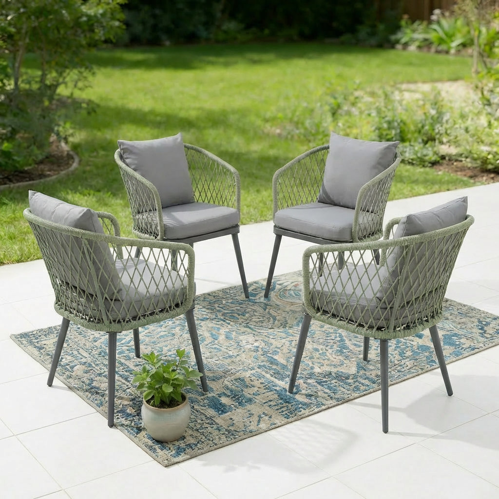 4-piece Outdoor Rattan Dining Chairs With Cushions (Set of 4)