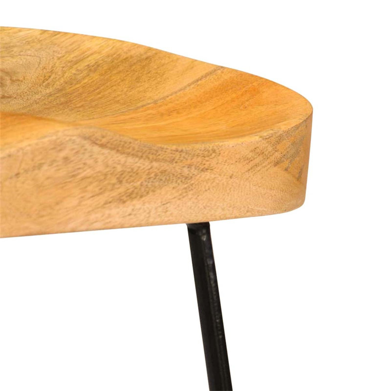Solid Wood Bar Stool with Iron Frame