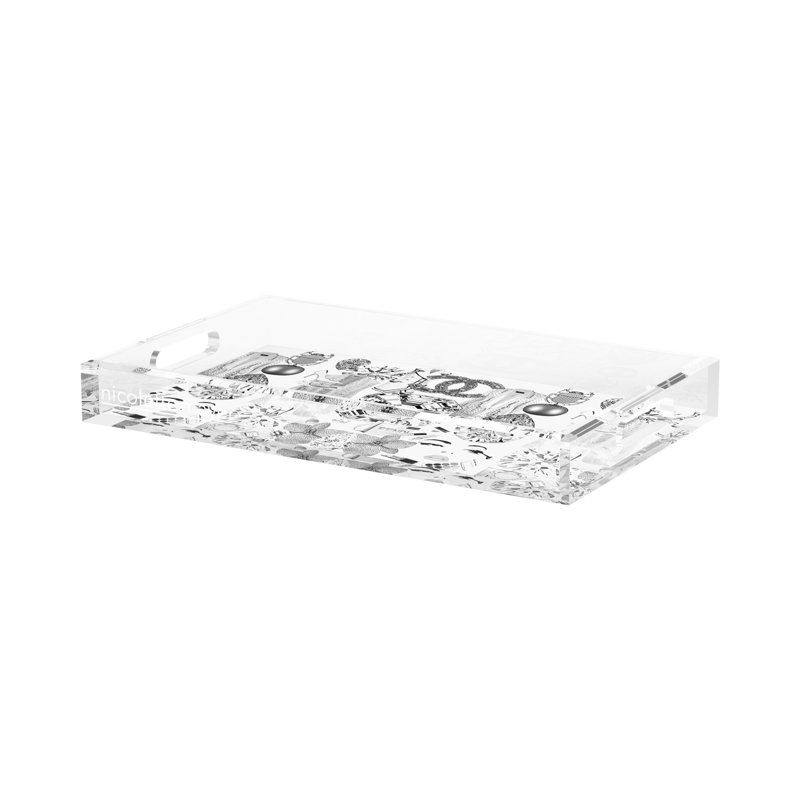 Decorative Tray, 17"W x 10.5"D x 2"H, Black White