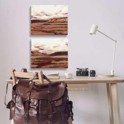 Mauve Mesa, paysage abstrait, ensemble de 2 toiles murales par Haley Knighten