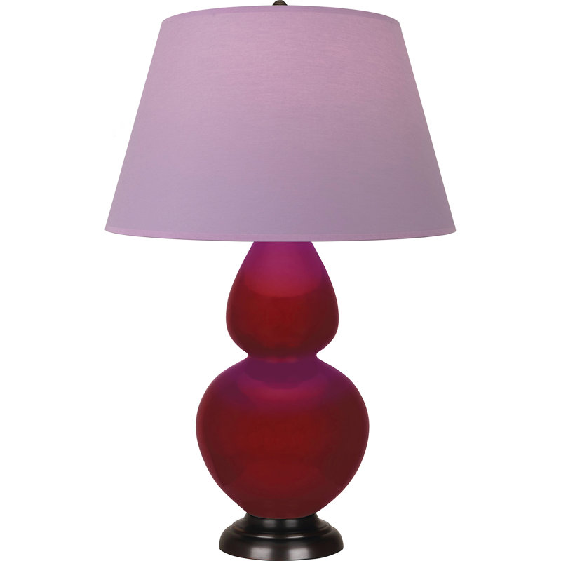 Lampe de table double gourde en céramique, Sangria glacé / bronze, Lavande / prune, Bronze
