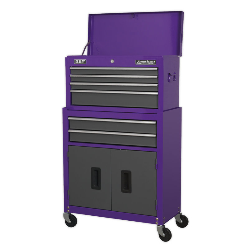 Metal Single Storage Cabinet ( 34cm H x 60cm W x 26cm D), Purple/Grey