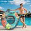 Flotteur de rivière robuste pour adultes, flotteur de radeau gonflable pour piscine Lake Beach avec porte-gobelets intégrés, dossier ergonomique, poignées durables et corde de maintien, capacité de poids de 360 lb