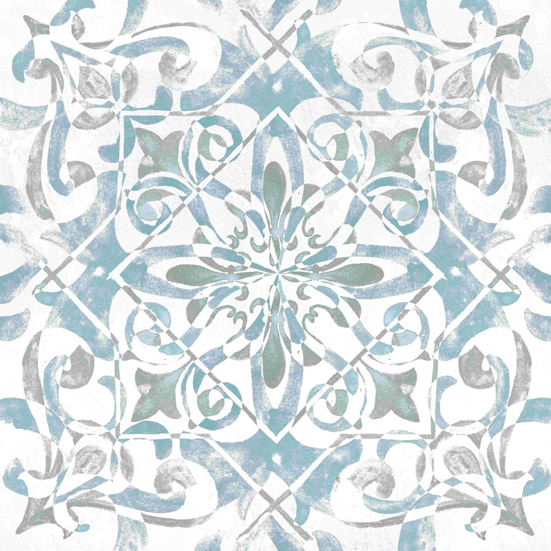 «Tile Medallion», peinture sur toile tendue, H 12 po x l 12 po