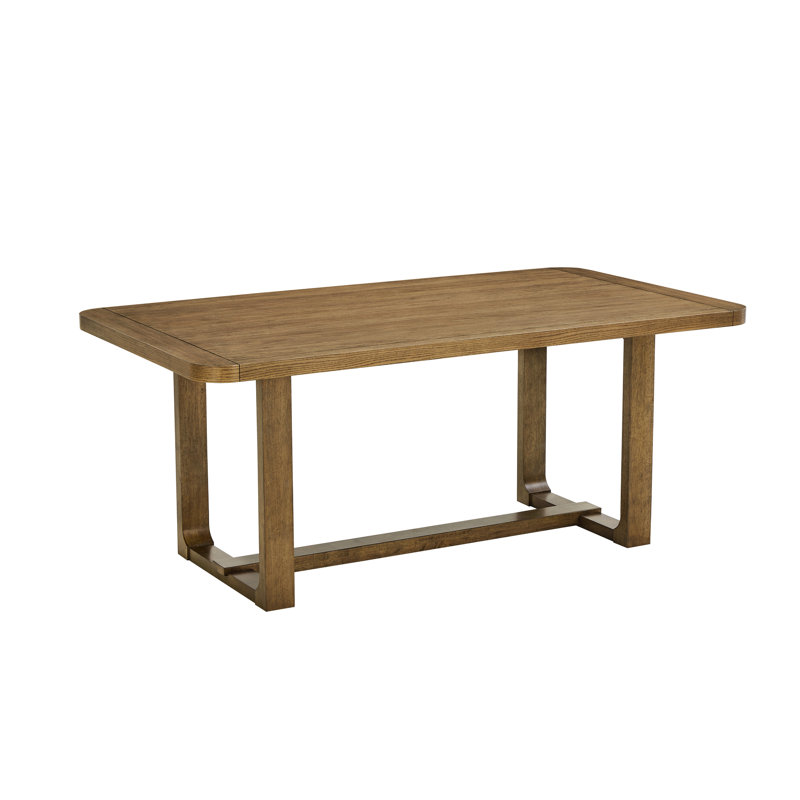 Table de salle à manger rectangulaire de 72 pouces de hauteur, 5 pièces, finition chêne noyer, bois d'hévéa et matériau, chaises en tissu gris, coin arrondi, 6 places assises